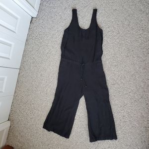 Cloth & Stone black 100% Linen Wide Leg Cropped Jumpsuit Romper